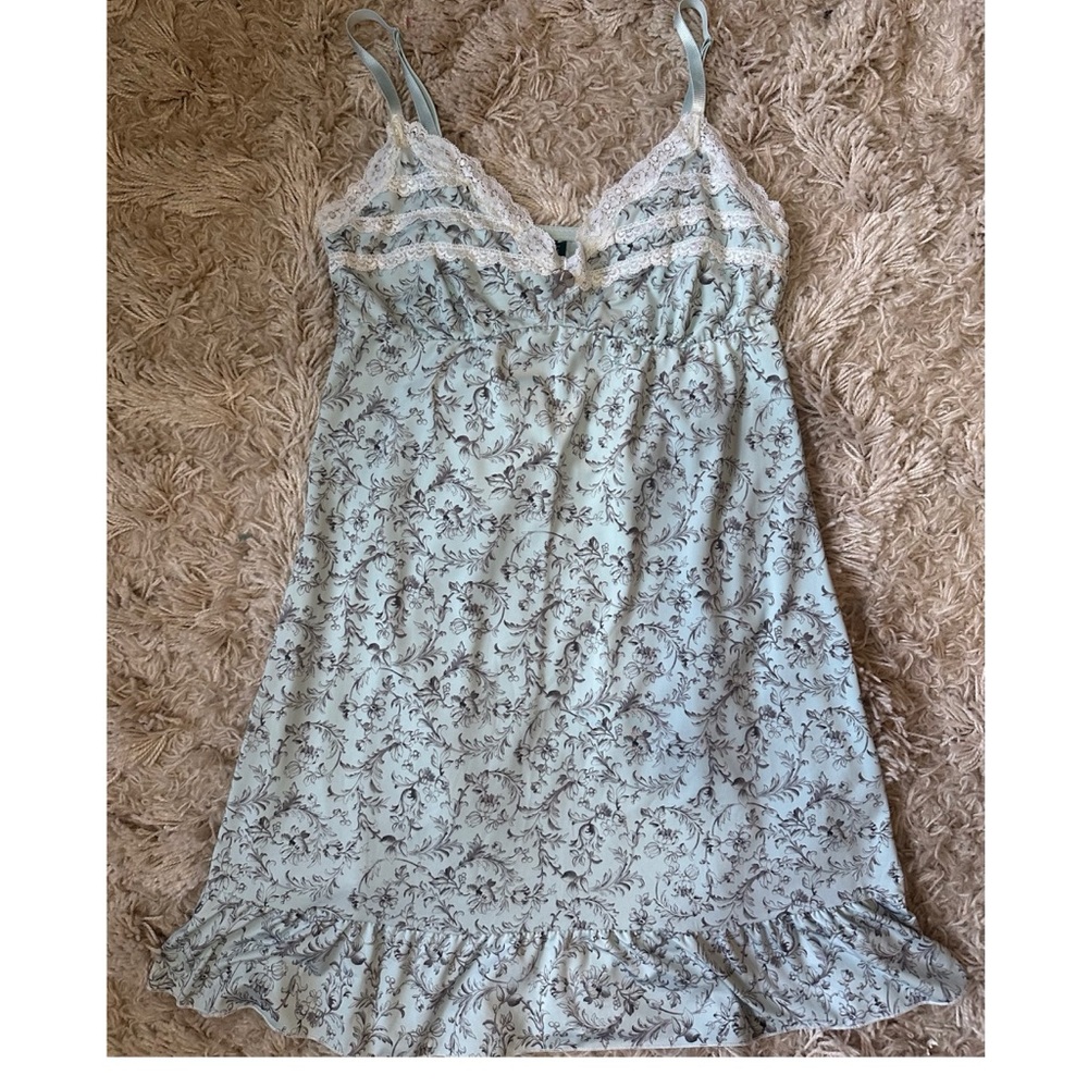 Laura Ashley Blue Floral Chemise with Lace